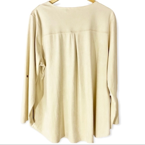 Soft Surrounding Cream Tan Suede Tunic Top 2X Minimalist Neutral - Picture 2 of 6